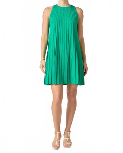 English Factory Pleated A-line Knit Dress In Green