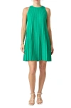 English Factory Pleated A-line Knit Minidress In Green