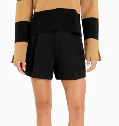 English Factory Pleated High Waisted Shorts In Black