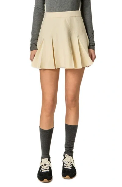 English Factory Pleated Knit Miniskirt In Neutral