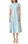 English Factory Pleated Midi Shirtdress In Powder Blue