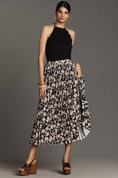 ENGLISH FACTORY PLEATED PRINTED MIDI SKIRT