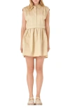 ENGLISH FACTORY ENGLISH FACTORY PLEATED SHOULDER SHIRTDRESS