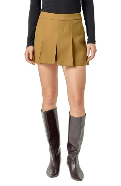 English Factory Pleated Twill Miniskort In Brown