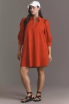 ENGLISH FACTORY PLUS PUFF-SLEEVE COLLARED MINI DRESS