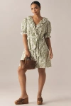 English Factory Plus Puff-sleeve V-neck Ruffled Mini Dress In Multicolor
