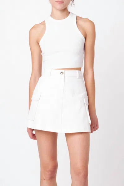 English Factory Pocket Detail Skort In Ivory In Multi