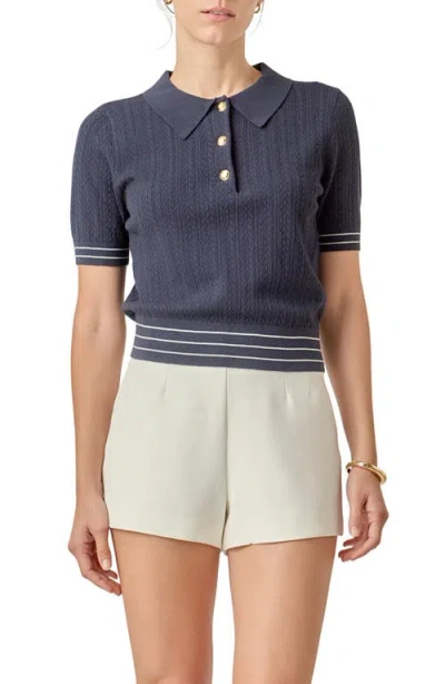English Factory Pointelle Polo In Black