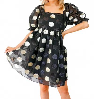 English Factory Polka Dot Dress In Black Multi