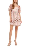 English Factory Gingham Puff Sleeve Tiered Maxi Dress In Multi/red Dot