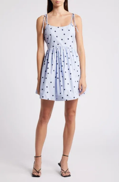 English Factory Polka Dot Minidress In Powder Blue