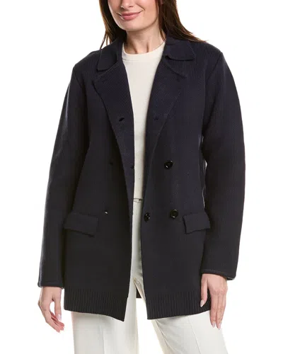 English Factory Polo Long Double-breasted Cardigan In Blue