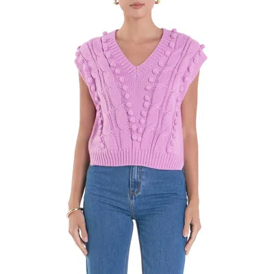 English Factory Pompom Cable Stitch Sweater Vest In Pink