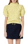 English Factory Pompom Puff Sleeve Sweater In Butter Yellow