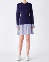 English Factory Poplin Combo Knit Mini Dress In Navy Stripe