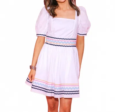 English Factory Poplin Mini Dress With Ric Rac Trim In White