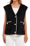 English Factory Faux Shearling Vest In Black