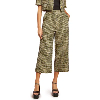 English Factory Premium Tweed Culotte Pants In Yellow/ Black