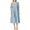 English Factory Print Bow Tiered Maxi Dress In Blue Multi
