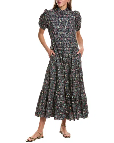English Factory Print Button Up Maxi Dress In Green