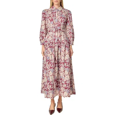 English Factory Print Long Sleeve Maxi Dress In Multi