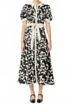 English Factory White And Black Printed Midi Dress In Ivory And Black In Multi