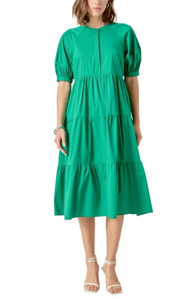 English Factory Puff Sleeve Dress In Kelly Green