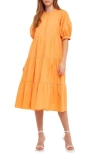 English Factory Puff Sleeve Dress In Orange