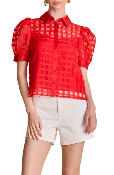 English Factory Puff Sleeve Organza Top