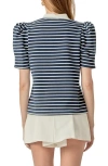 English Factory Puff Sleeve Polo In Blue