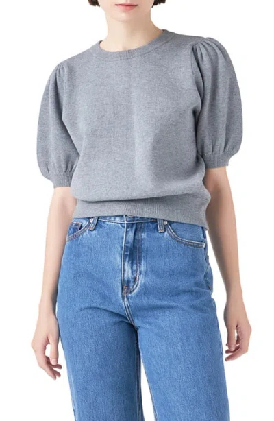 English Factory Puff Sleeve Sweater In Heather Grey
