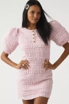 English Factory Puff-sleeve Textured Mini Dress In Pink