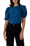 English Factory Poplin Puffed Sleeve Top