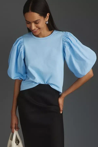 English Factory Puff-sleeve Top In Blue