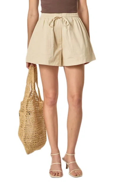 English Factory Pull-on Flare Cotton Shorts In Nude