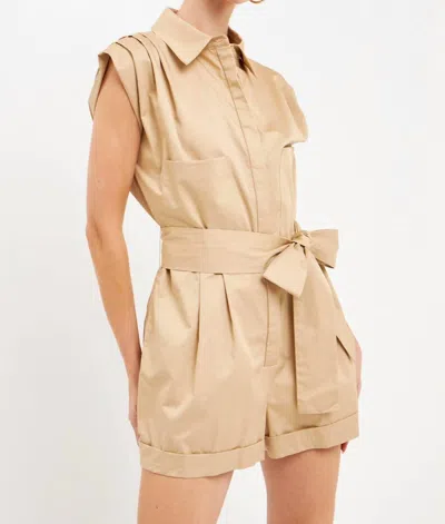 English Factory Raquelle Collared Jumpsuit In Khaki In Beige