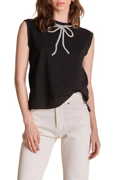 English Factory Rhinestone Bow Sleeveless Top