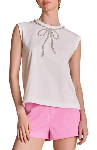 English Factory Rhinestone Bow Sleeveless Top