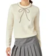 English Factory Rhinestone Bow Sweater In Off White