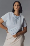 English Factory Rhinestone Bow Tee In Blue