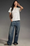 English Factory Rhinestone Bow Tee In White