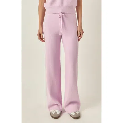 English Factory Rib Drawstring Waist Knit Pants In Pink