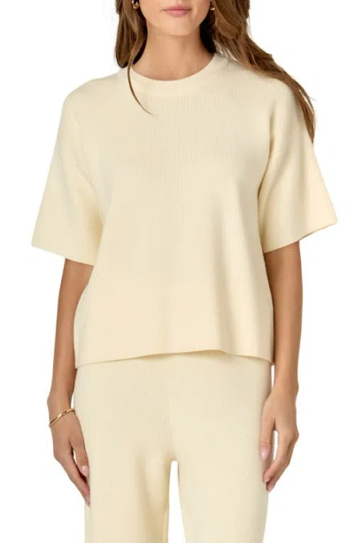 English Factory Rib Elbow Sleeve Sweater In Ivory