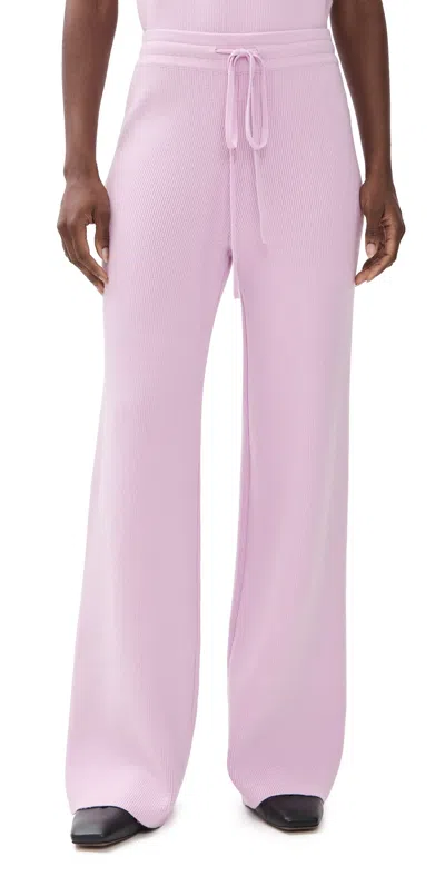 English Factory Ribbed Knit Drawstring Wide Leg Pants Lilac In Pink