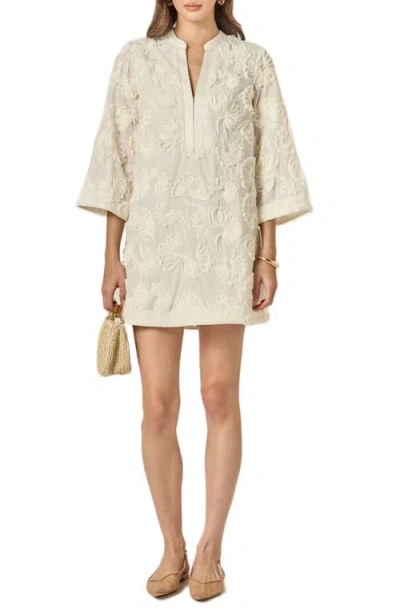 English Factory Ribbon Appliqué Shift Minidress In Nude