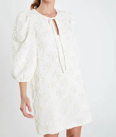 English Factory Ribbon Embroidered Shift Mini Dress In Ivory