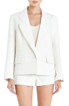 English Factory Rickrack Edge One-button Blazer In Taupe/ivory