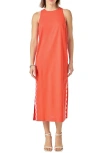 English Factory Rickrack Trim Sleeveless Midi Dress In Orange
