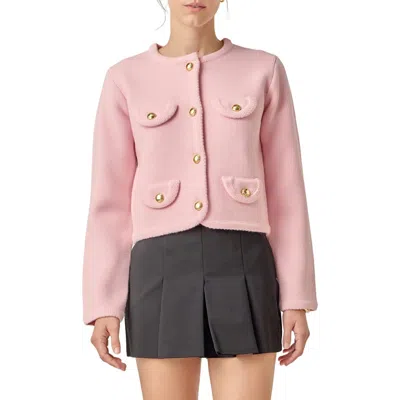 English Factory Round Hem Cardigan In Pink