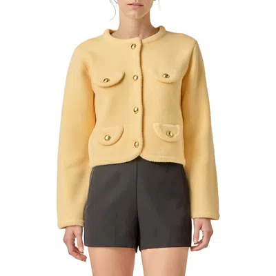 English Factory Round Hem Cardigan In Yellow